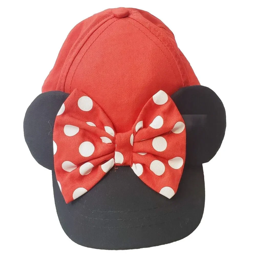 Lot Of 2 Disney Minnie Mouse Snap Back Hat Girl Toddler Red Blue Adjustable Ears